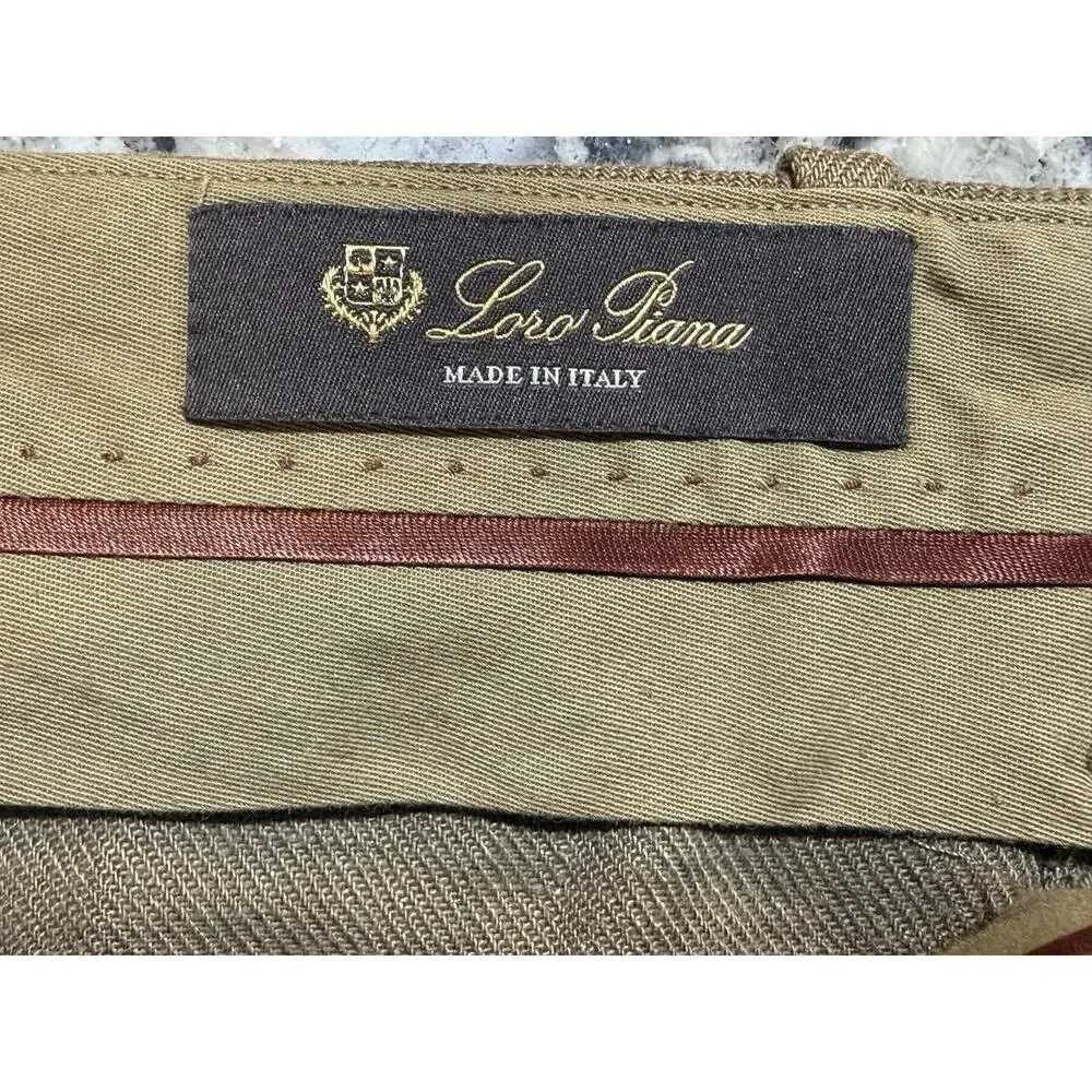 Loro Piana Greenish Brown Linen Trousers Pants Size 50 US 37x30